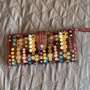 Fossil leather Colorful Polka Dot Women's Wallet